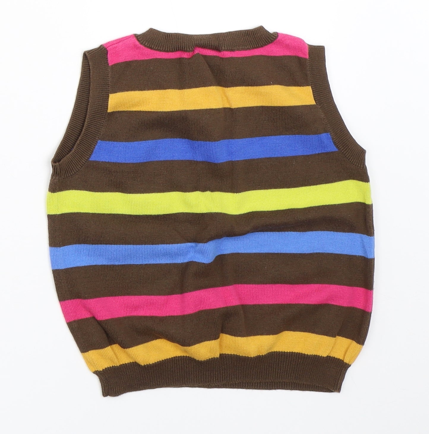NEXT Boys Brown Striped  Vest Jumper Size 12-18 Months