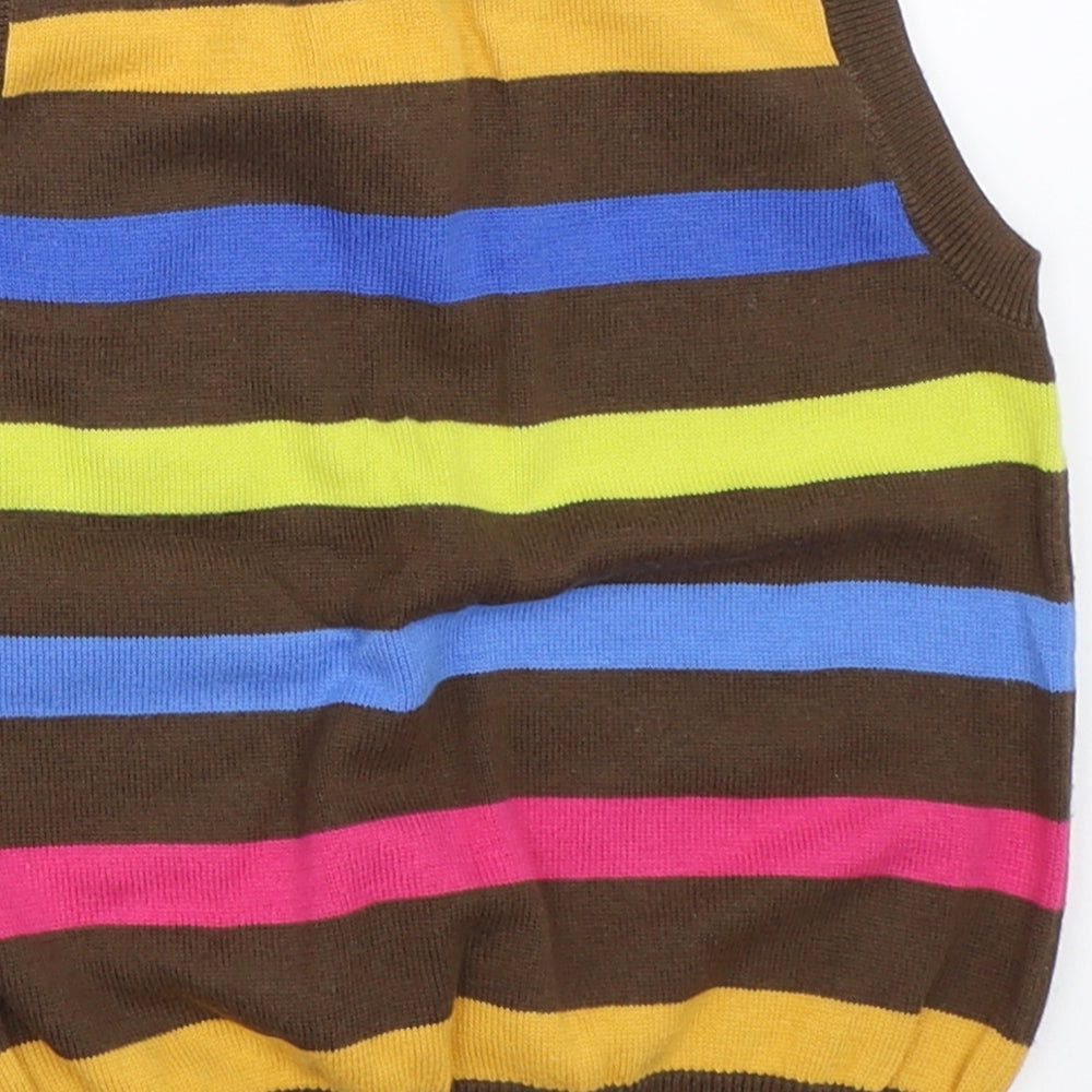 NEXT Boys Brown Striped  Vest Jumper Size 12-18 Months