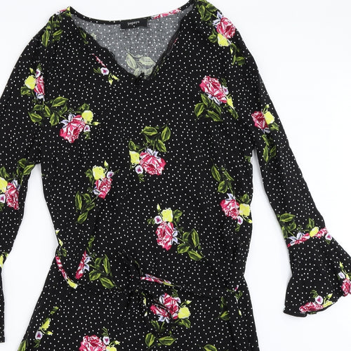Papaya Womens Black Floral  Fit & Flare  Size 8