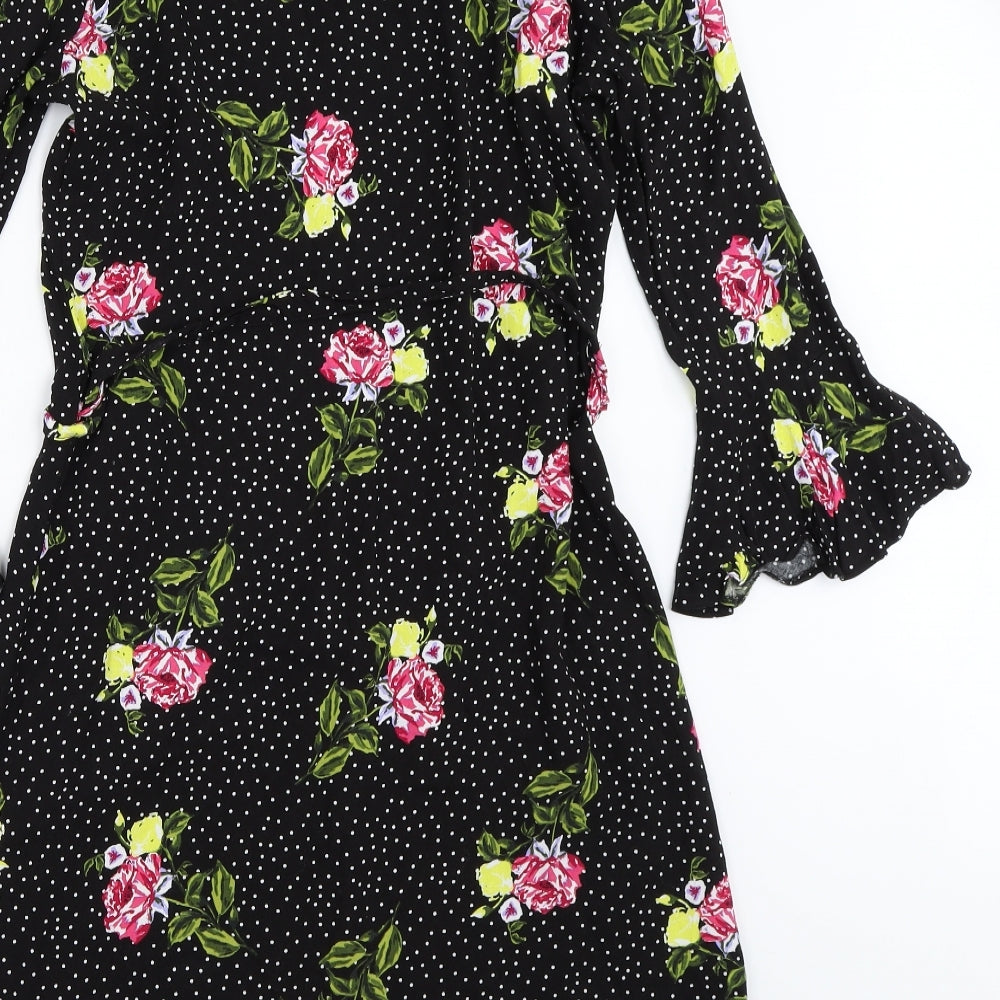 Papaya Womens Black Floral  Fit & Flare  Size 8