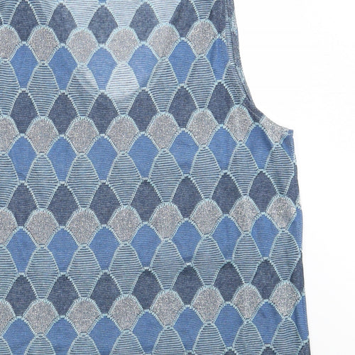 DanevaDNV Womens Blue Argyle/Diamond  Vest Sweatshirt Size XL