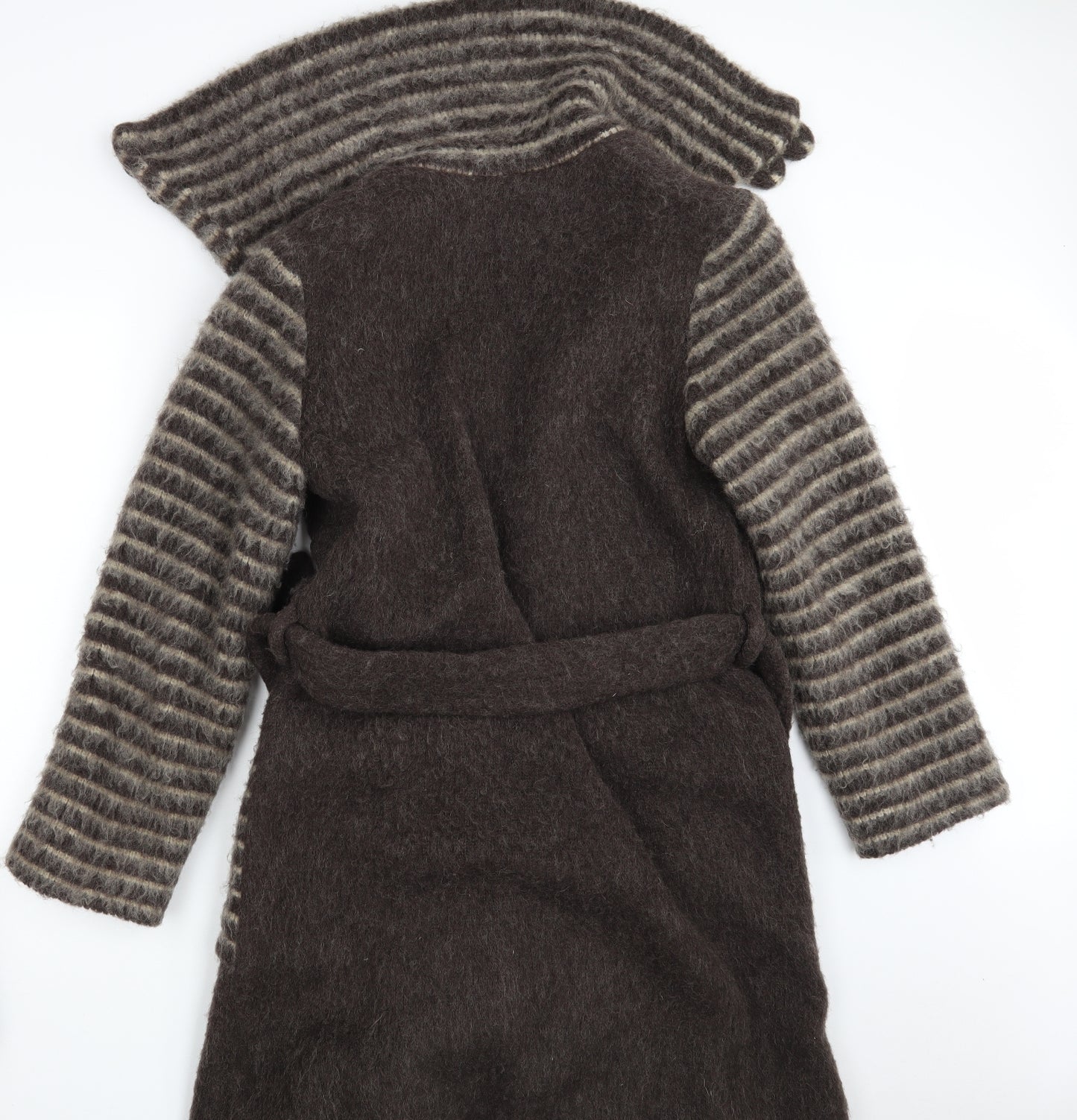 Icewool Womens Brown Striped  Overcoat Coat Size L  - ARCTIC WOOL