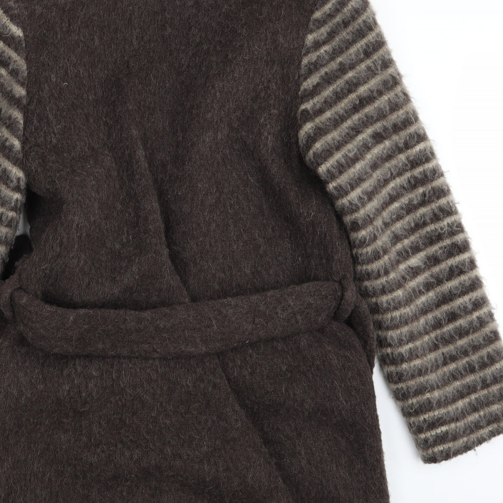 Icewool Womens Brown Striped  Overcoat Coat Size L  - ARCTIC WOOL