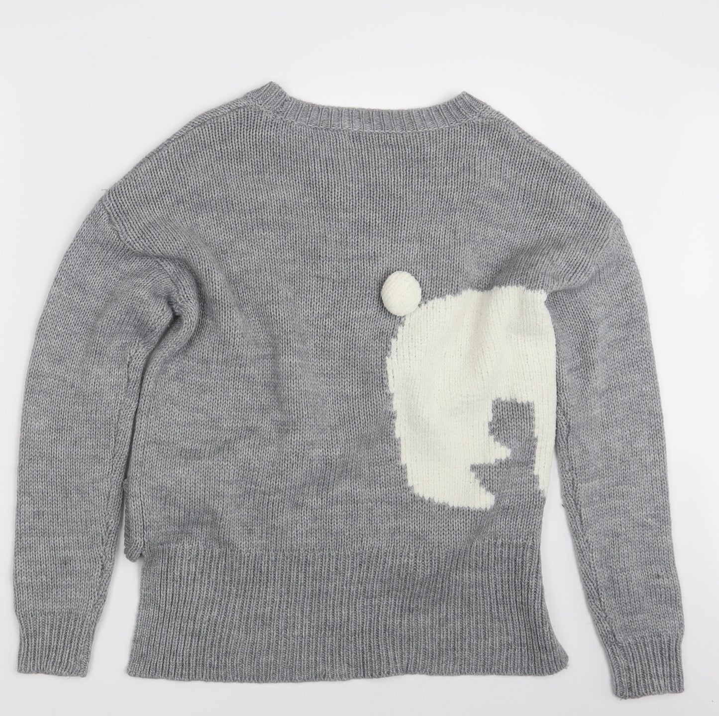 NEXT Womens Grey Animal Print Knit Pullover Jumper Size 12  - Seasonal Christmas Festive Holiday