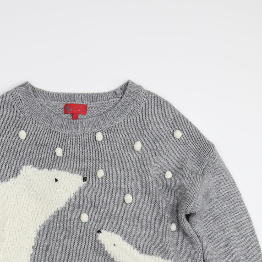 NEXT Womens Grey Animal Print Knit Pullover Jumper Size 12  - Seasonal Christmas Festive Holiday