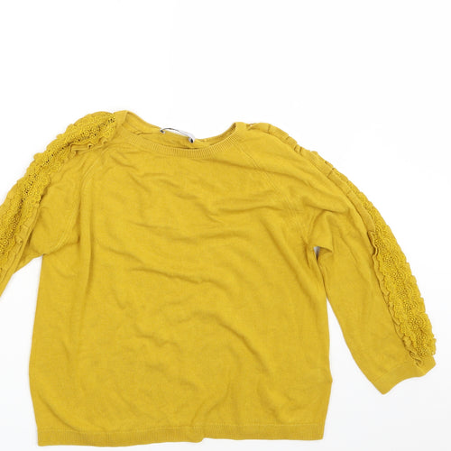 Per Una Womens Yellow Floral  Pullover Jumper Size 10