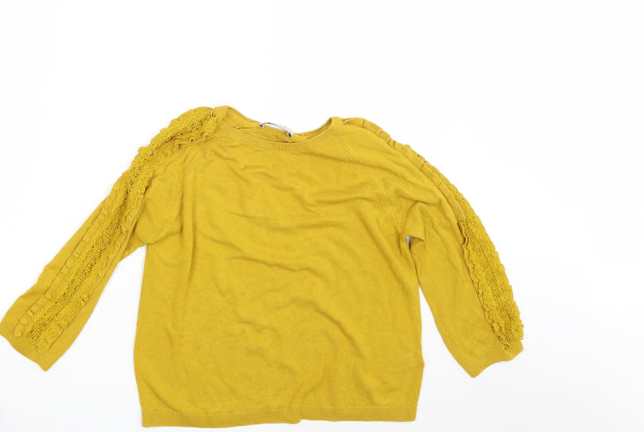 Per Una Womens Yellow Floral  Pullover Jumper Size 10