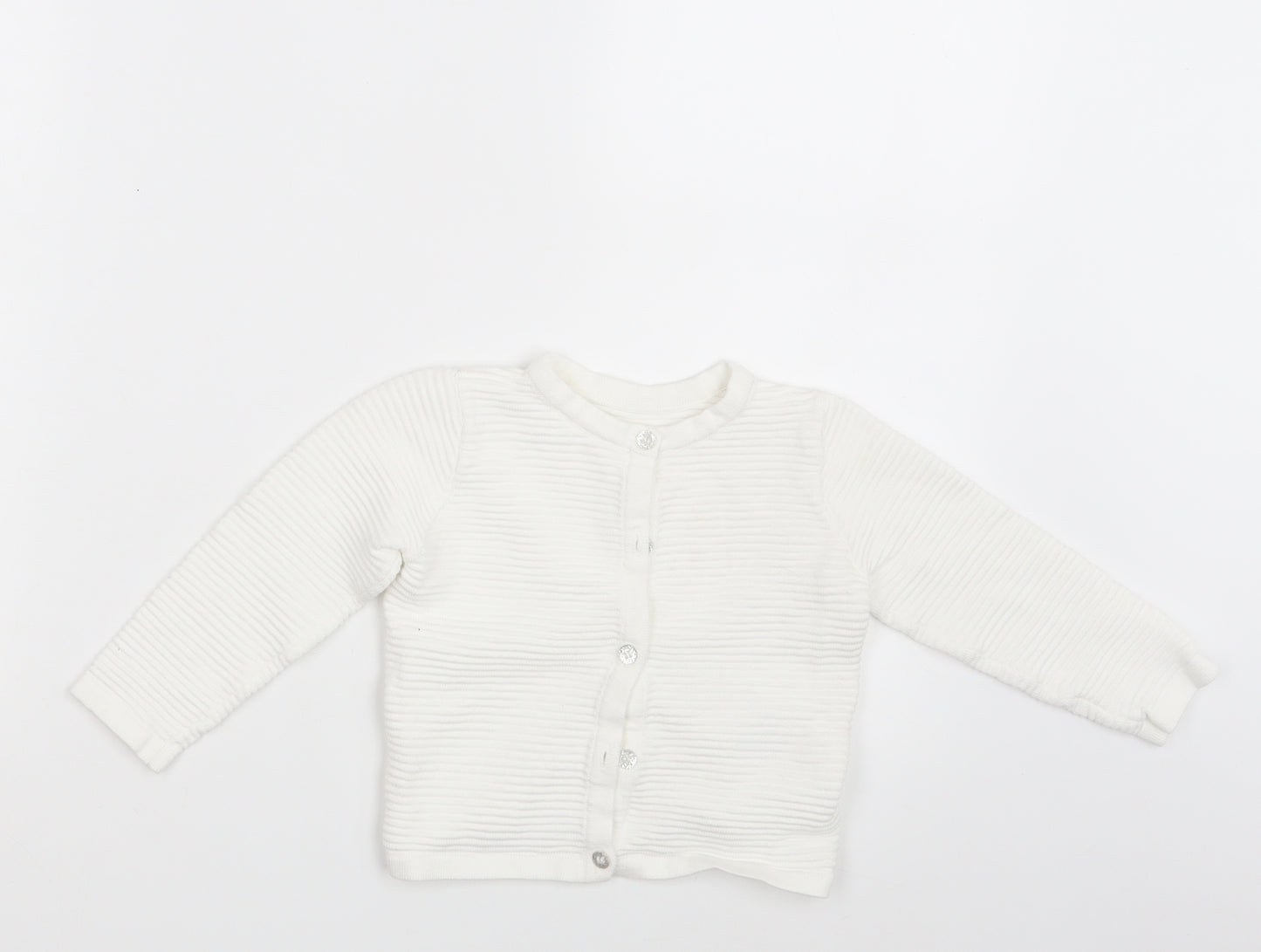 Nutmeg Girls White  Knit Cardigan Jumper Size 3-4 Years