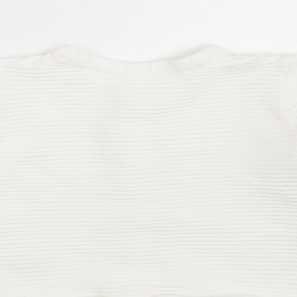 Nutmeg Girls White  Knit Cardigan Jumper Size 3-4 Years