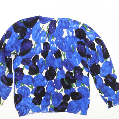 Preworn Womens Blue Floral  Pullover Jumper One Size