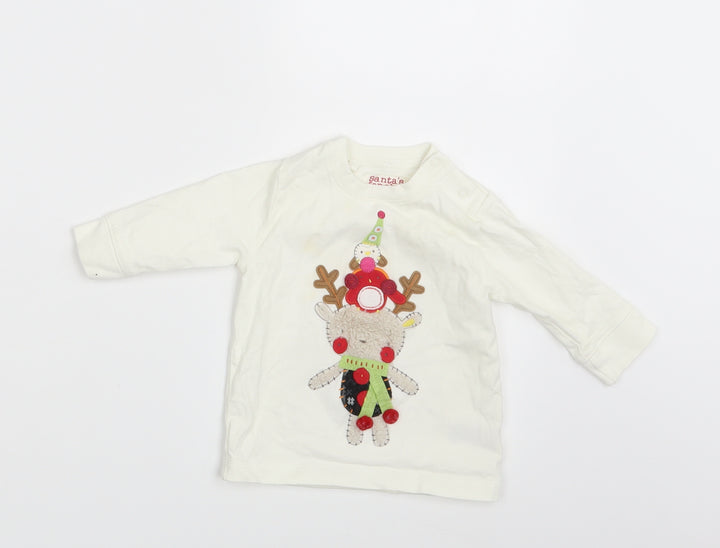 NEXT Girls Orange Floral Basic T-Shirt Size 3-6 Months - Seasonal Christmas Festive Holiday