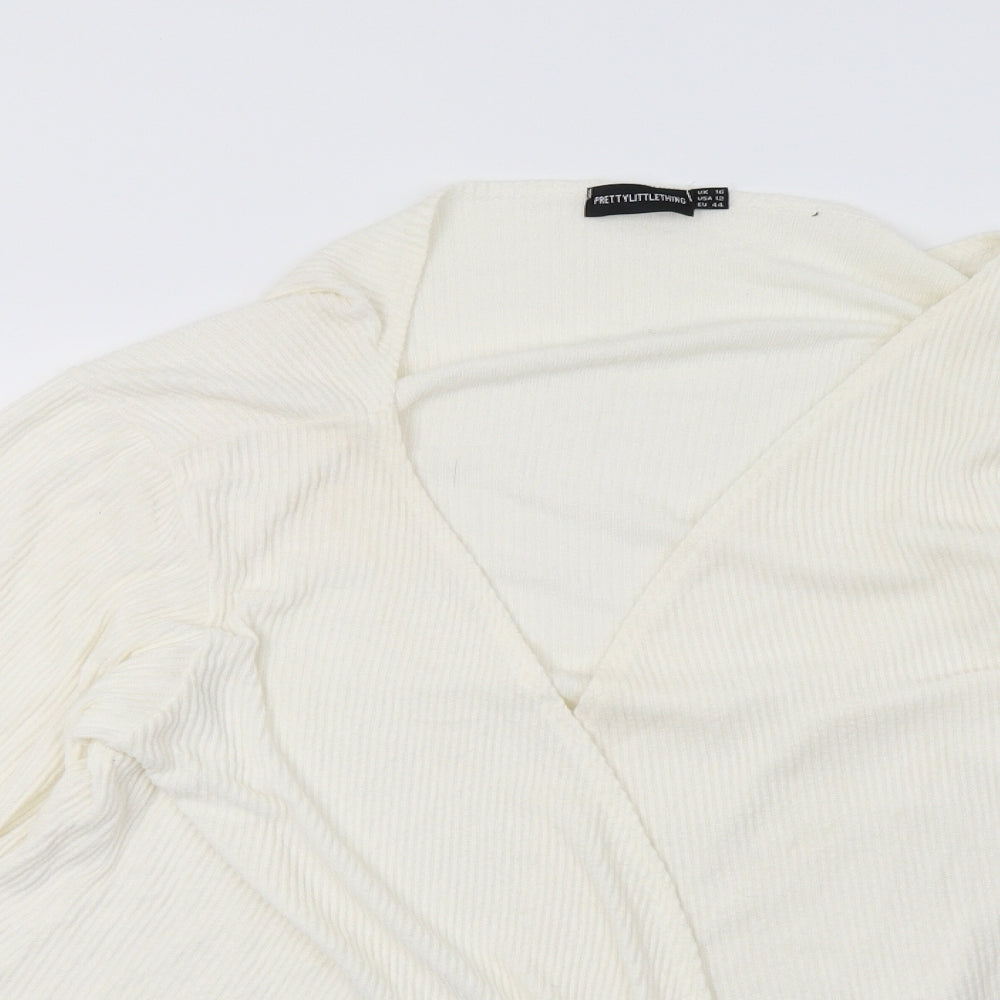 PRETTYLITTLETHING Womens White   Cardigan Jumper Size 16