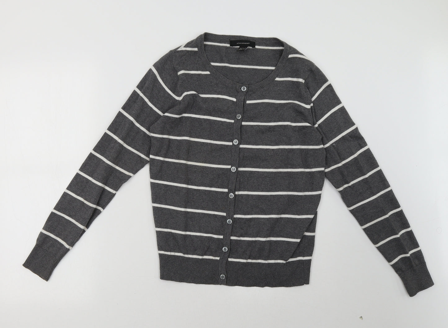 Primark Womens Grey Striped  Cardigan Jumper Size 12
