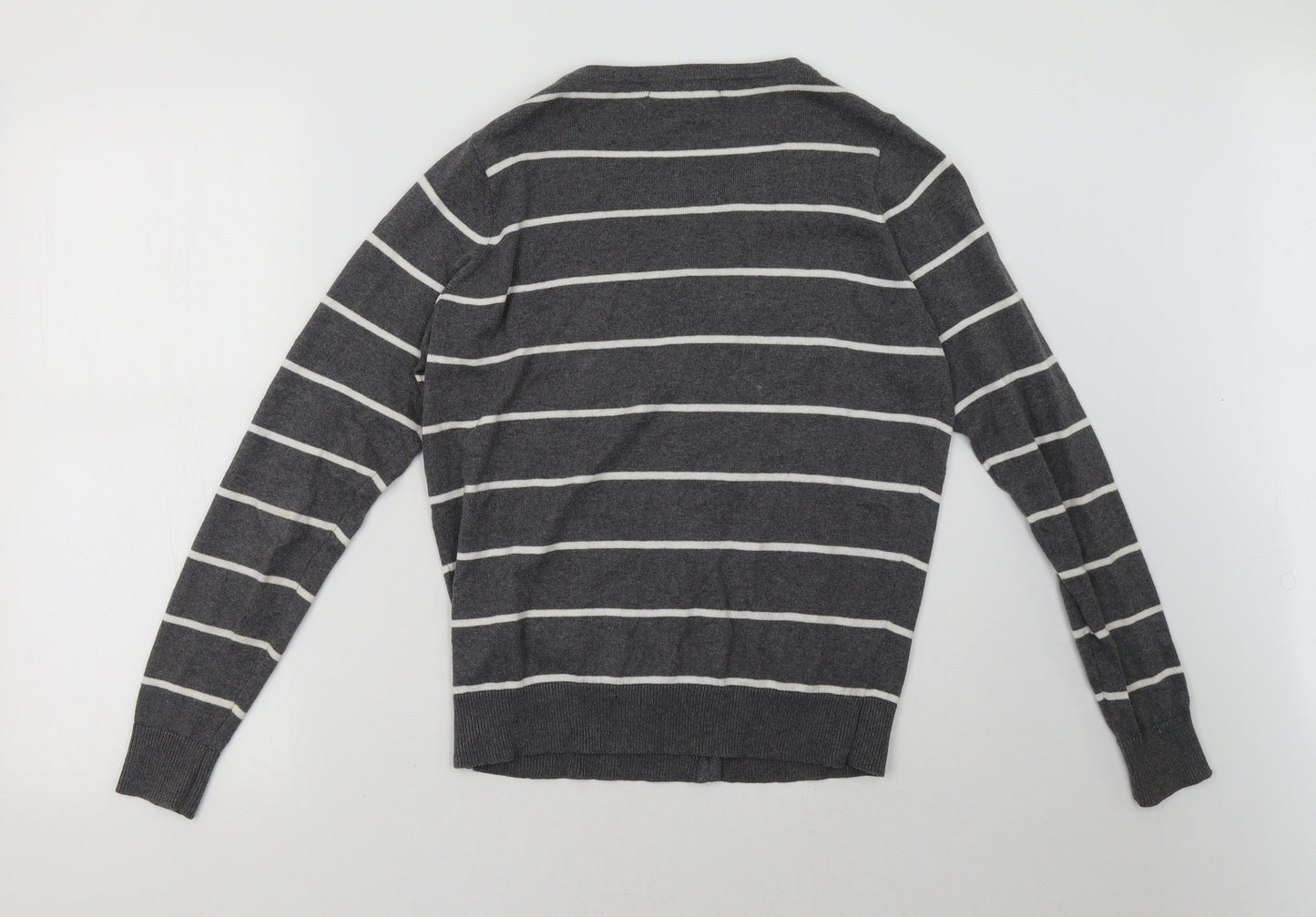 Primark Womens Grey Striped  Cardigan Jumper Size 12