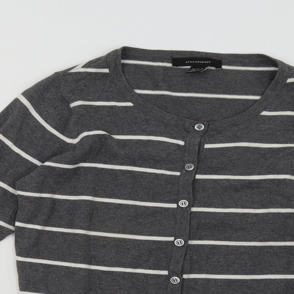 Primark Womens Grey Striped  Cardigan Jumper Size 12