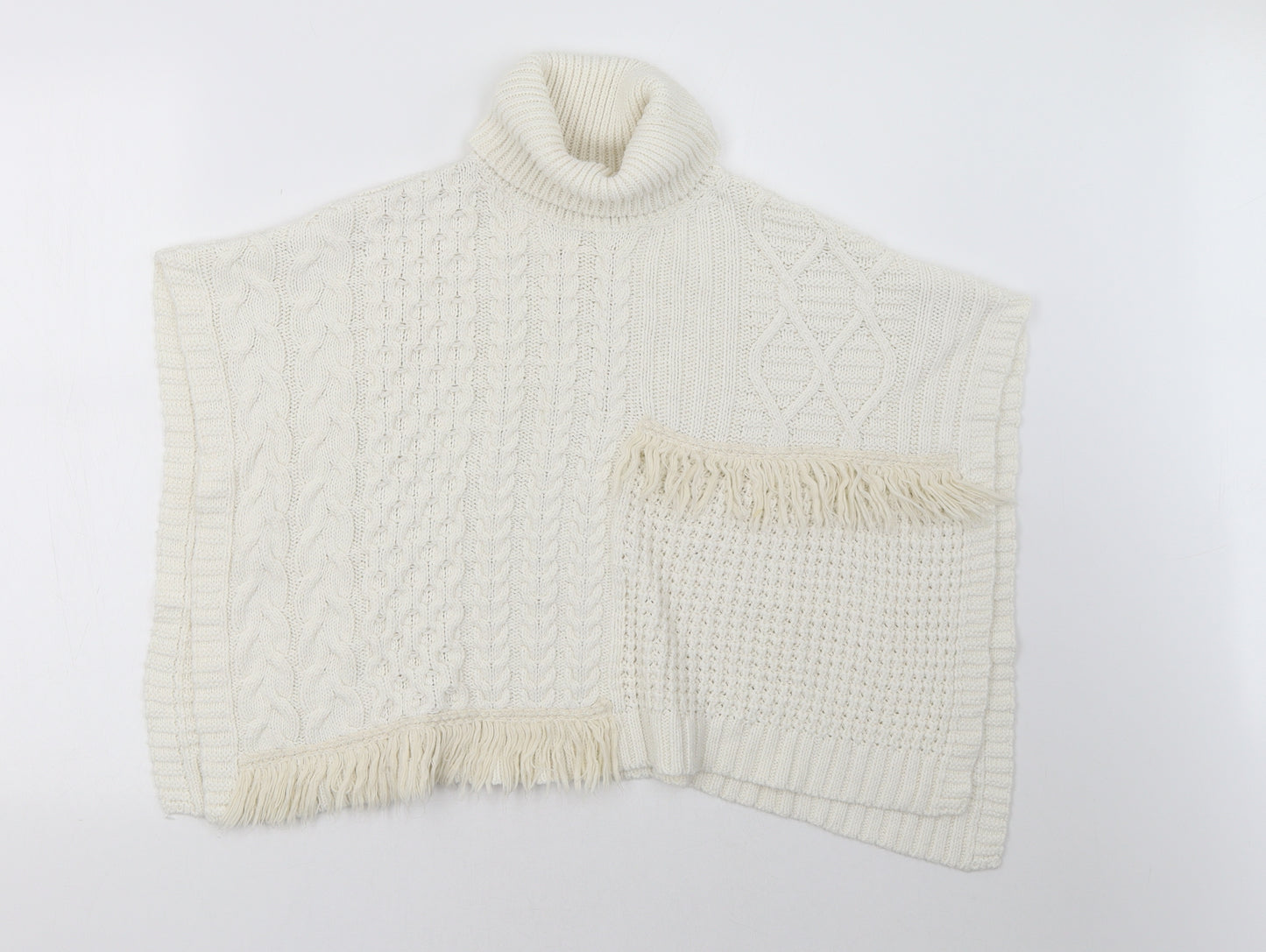 NEXT Girls White  Knit Cape Jumper Size 7-8 Years