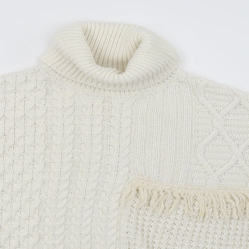 NEXT Girls White  Knit Cape Jumper Size 7-8 Years