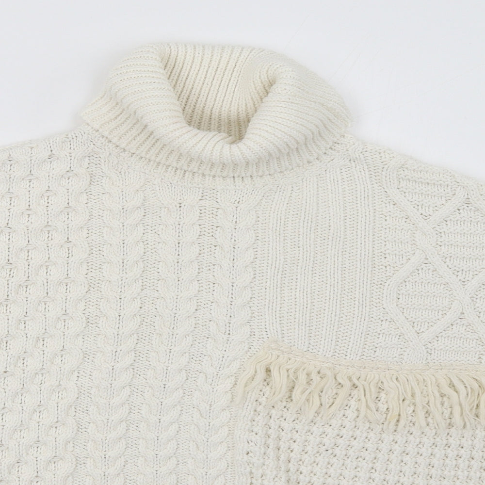 NEXT Girls White  Knit Cape Jumper Size 7-8 Years