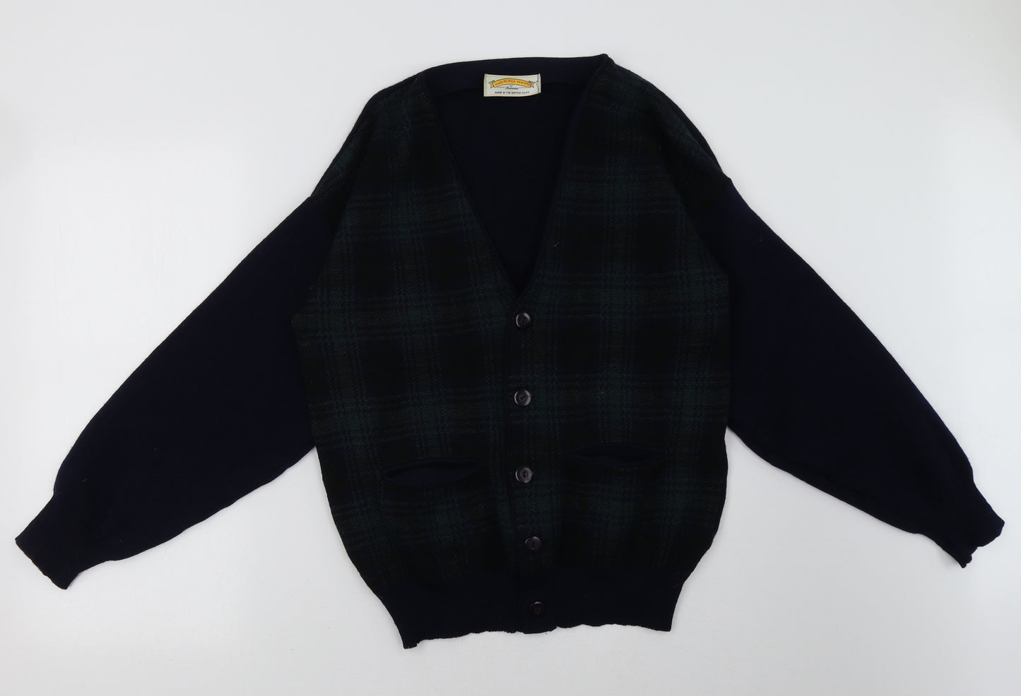 james pringle Mens Blue Check  Cardigan Jumper Size M