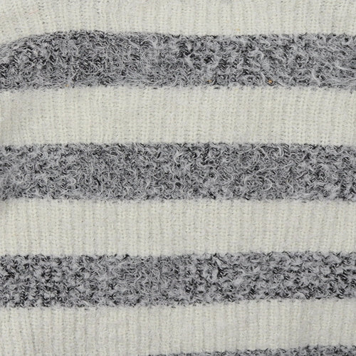 good luck Womens Grey Striped  Pullover Sweatshirt Size XL