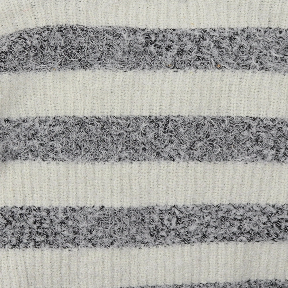 good luck Womens Grey Striped  Pullover Sweatshirt Size XL