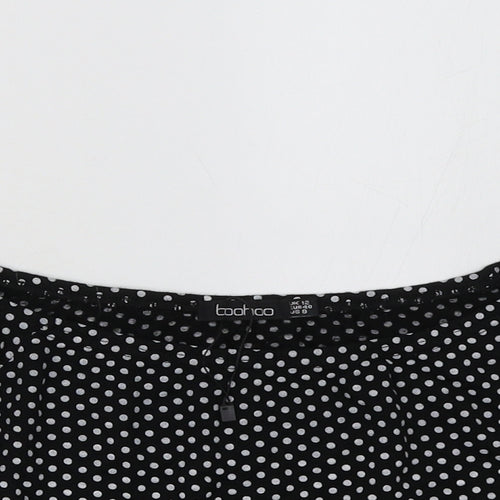 Boohoo Womens Black Polka Dot  Cropped Tank Size 10
