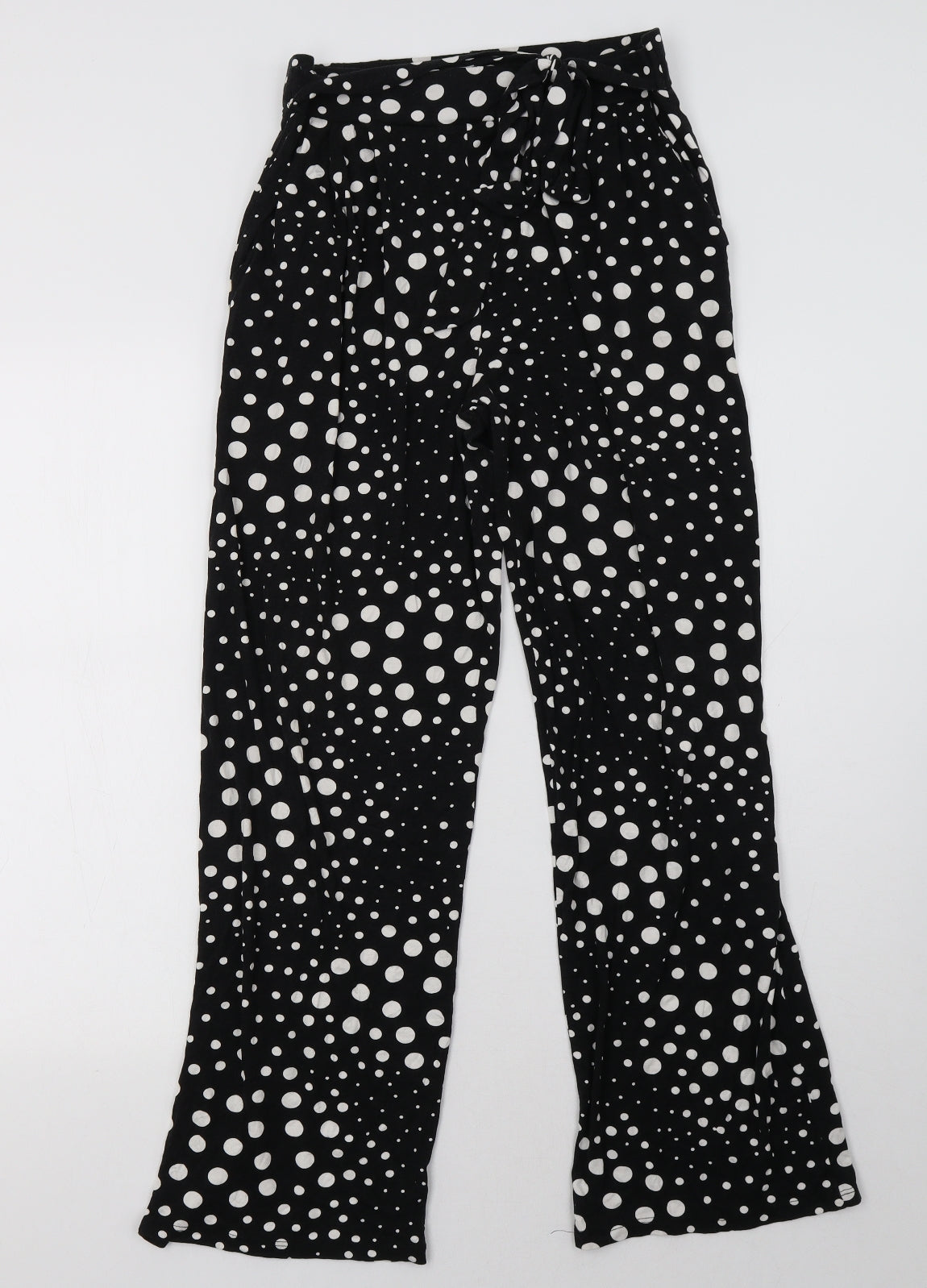 Matalan Womens Black Polka Dot  Trousers  Size 10 L32 in