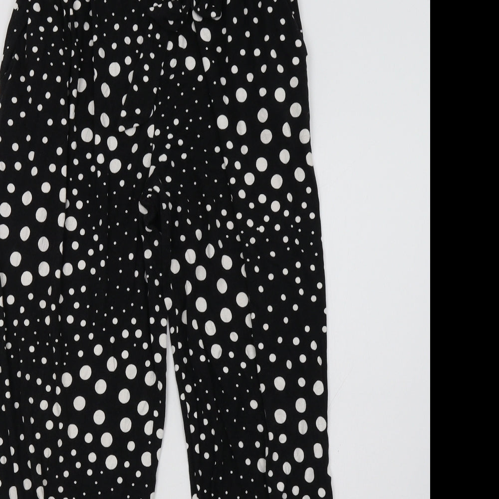 Matalan Womens Black Polka Dot  Trousers  Size 10 L32 in