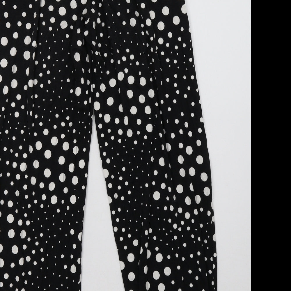 Matalan Womens Black Polka Dot  Trousers  Size 10 L32 in