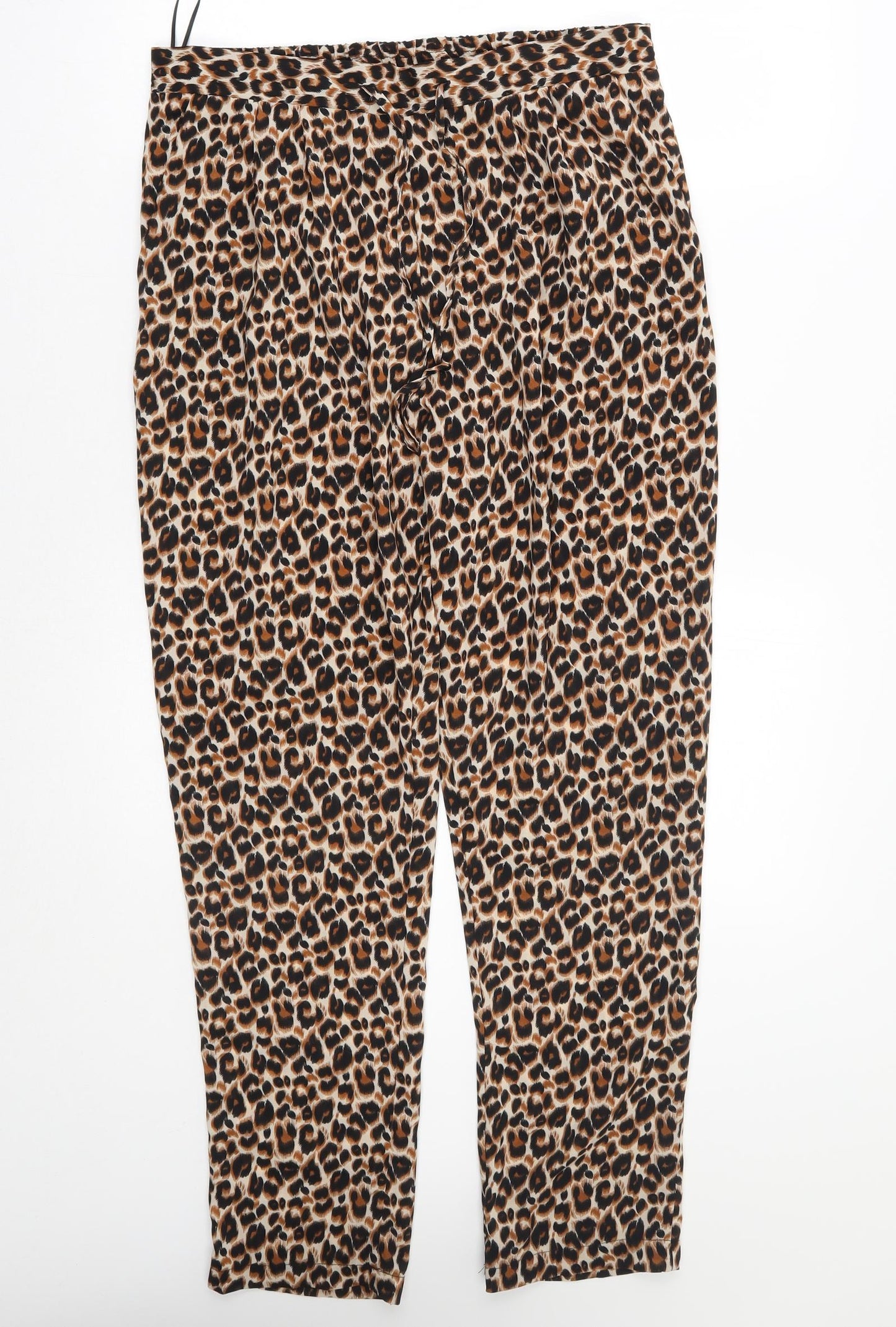 Wallis Womens Brown Animal Print  Trousers  Size 14 L29 in