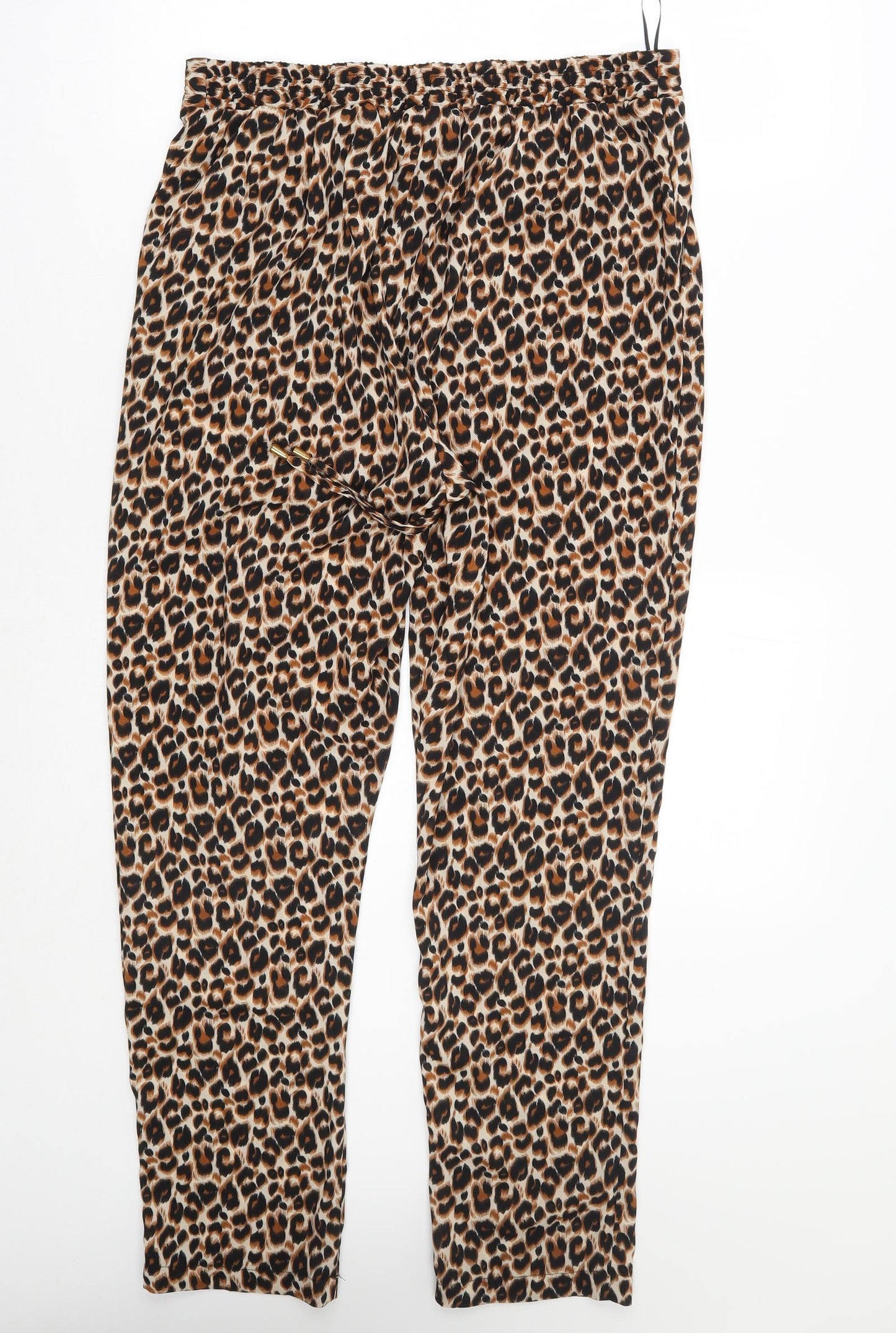 Wallis Womens Brown Animal Print  Trousers  Size 14 L29 in