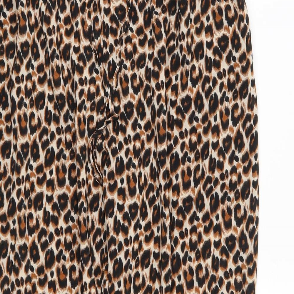 Wallis Womens Brown Animal Print  Trousers  Size 14 L29 in
