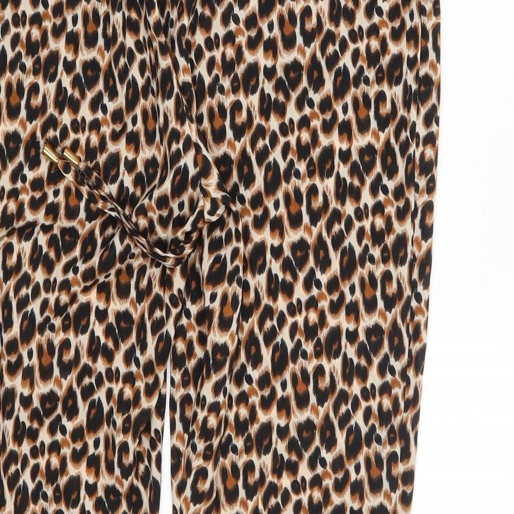 Wallis Womens Brown Animal Print  Trousers  Size 14 L29 in