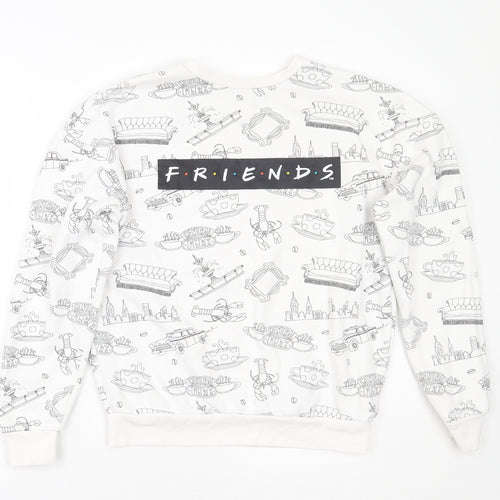 Primark Womens White Geometric  Pullover Jumper Size XS  - Friends Central Perk