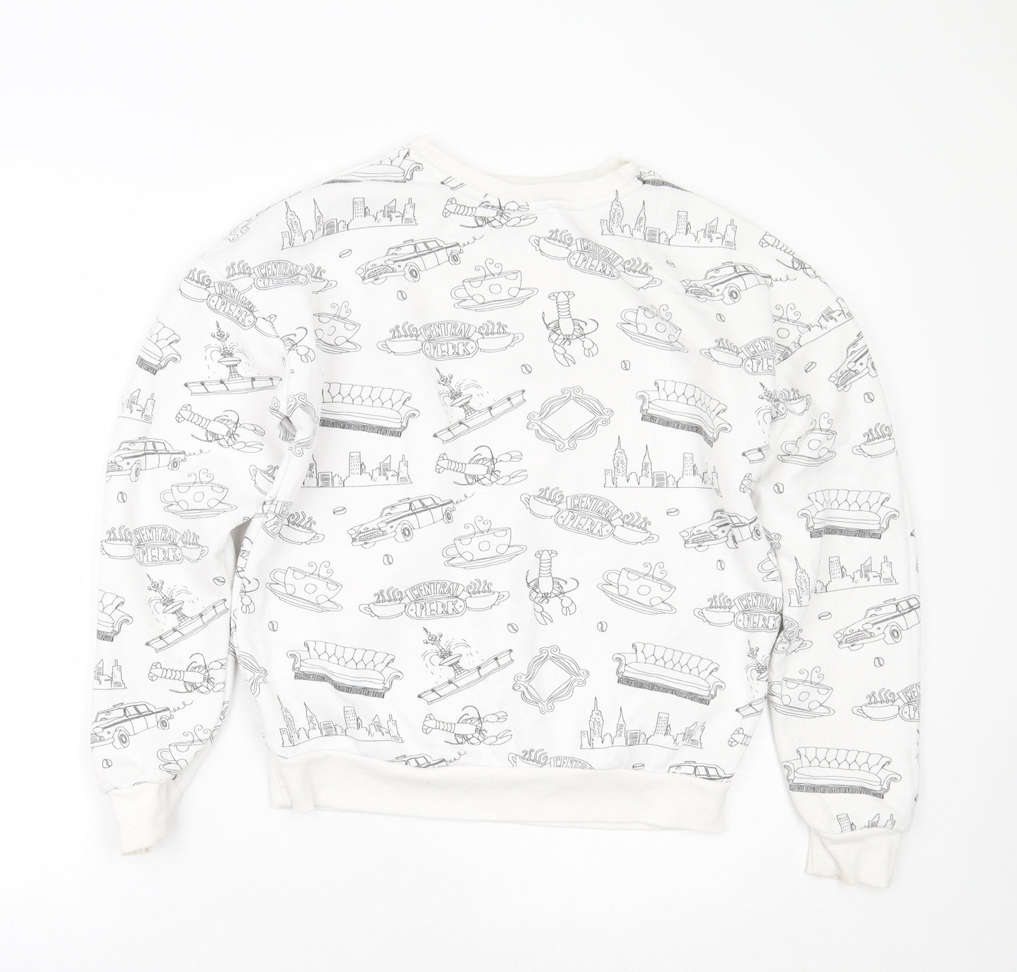 Primark Womens White Geometric  Pullover Jumper Size XS  - Friends Central Perk