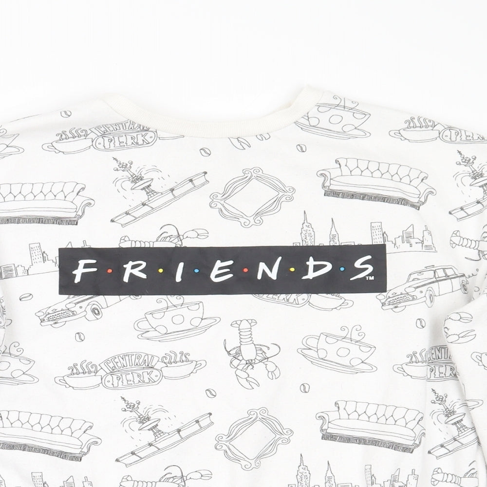 Primark Womens White Geometric  Pullover Jumper Size XS  - Friends Central Perk