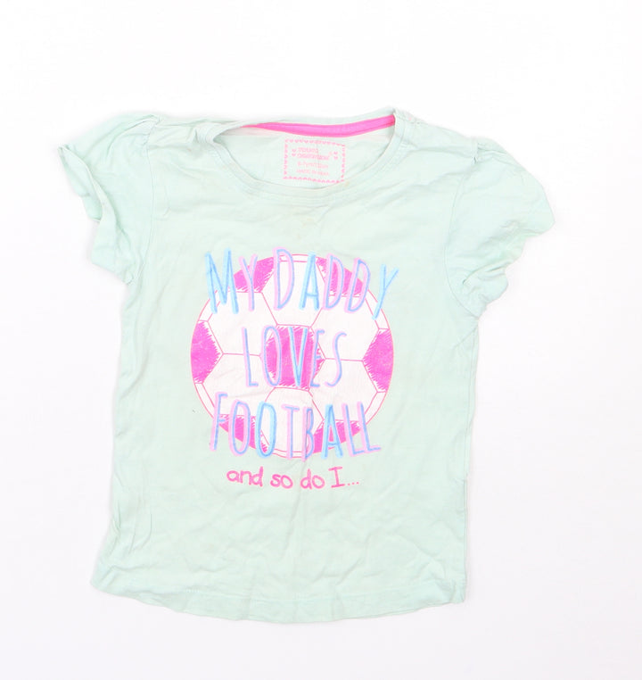 Young Dimension Girls Green Basic T-Shirt Size 6-7 Years