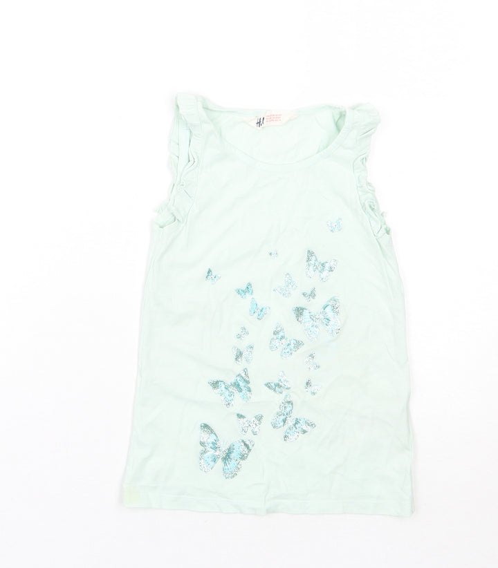 H&M Girls Blue Animal Print  Basic Tank Size 8 Years