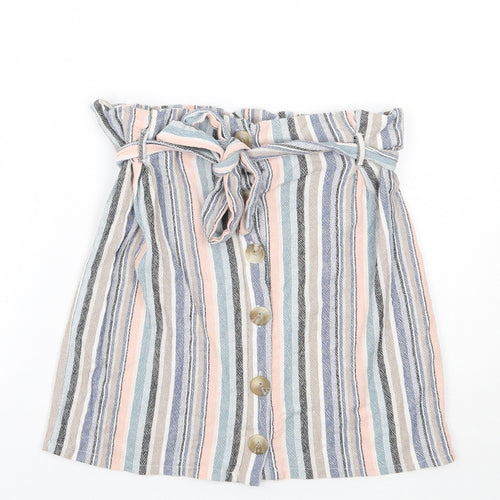 Newlook Womens White Striped  A-Line Skirt Size 10