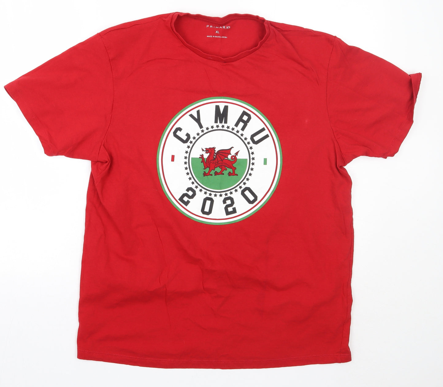 Primark Mens Red    T-Shirt Size XL  - Wales 2020