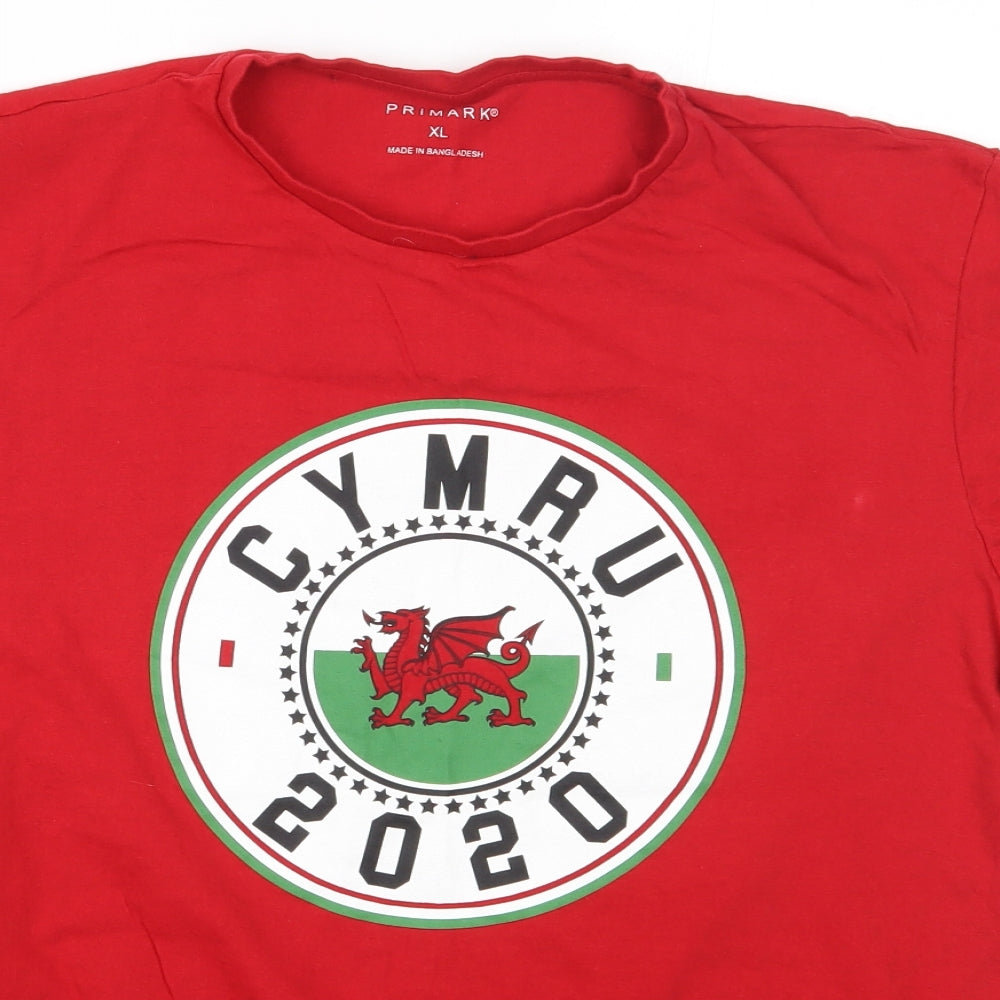 Primark Mens Red    T-Shirt Size XL  - Wales 2020