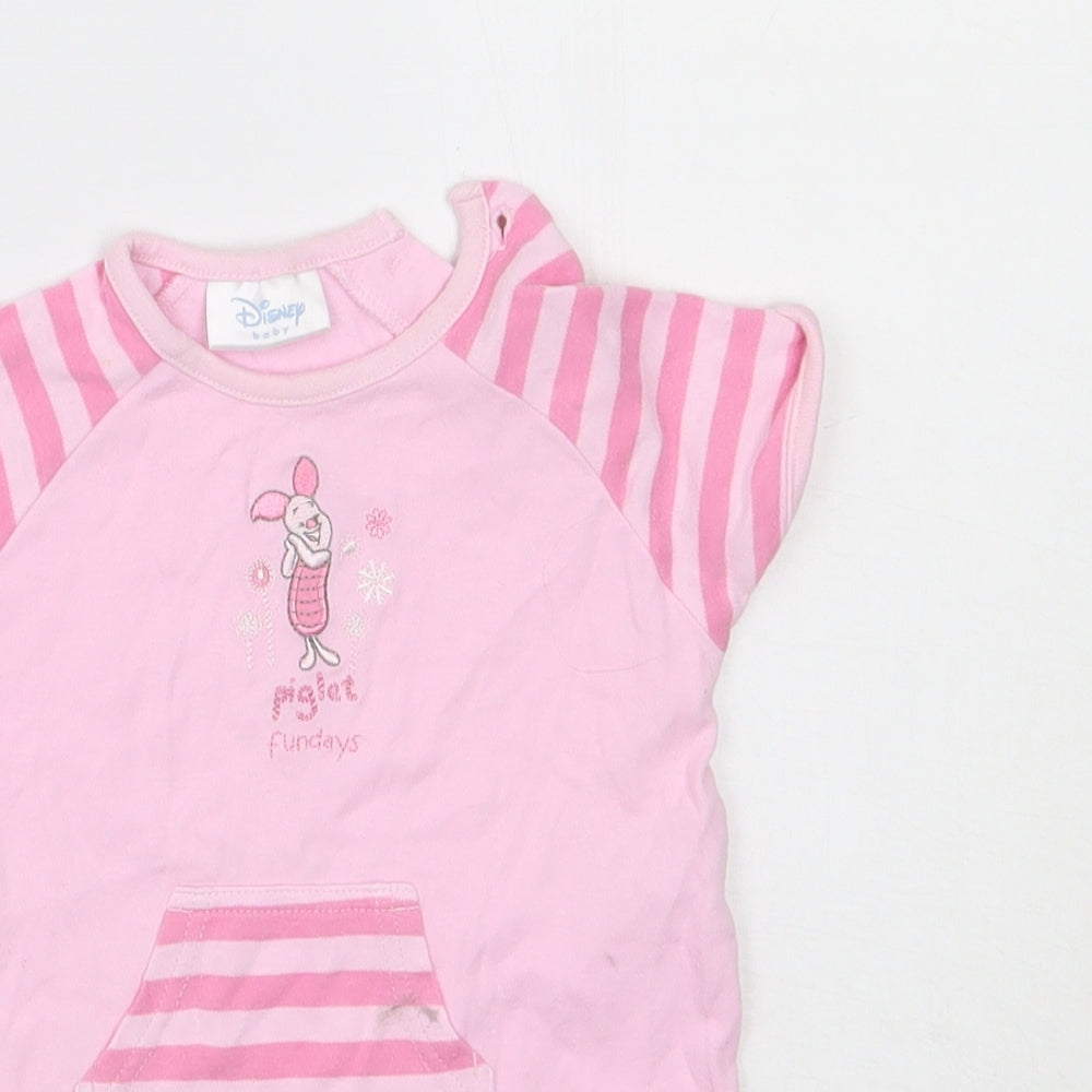 Matalan Girls Pink Striped  Babygrow One-Piece Size 3-6 Months