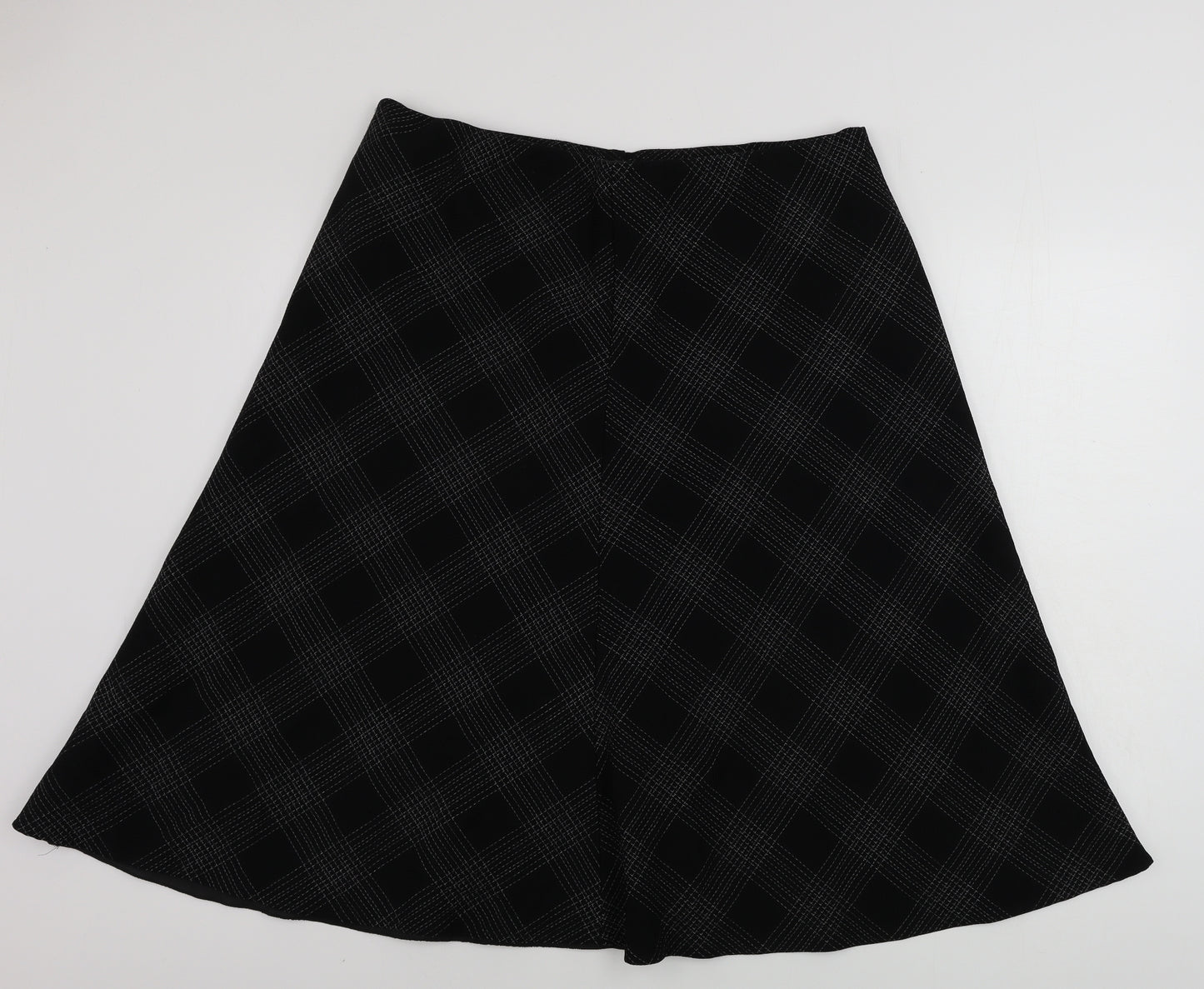 Marks and Spencer  Womens Black Check  A-Line Skirt Size 18