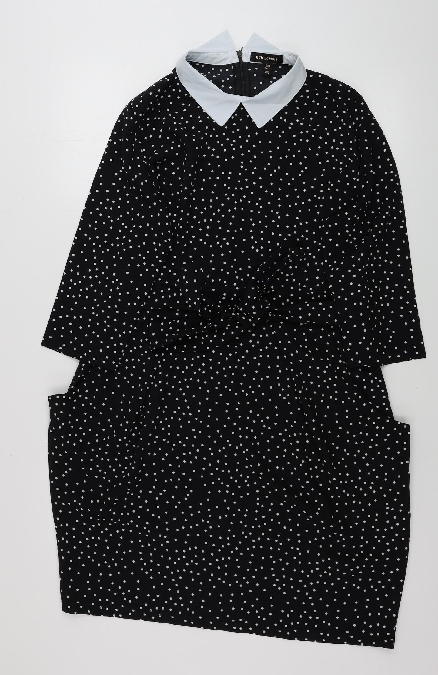 QED London Womens Black Polka Dot  A-Line  Size 16