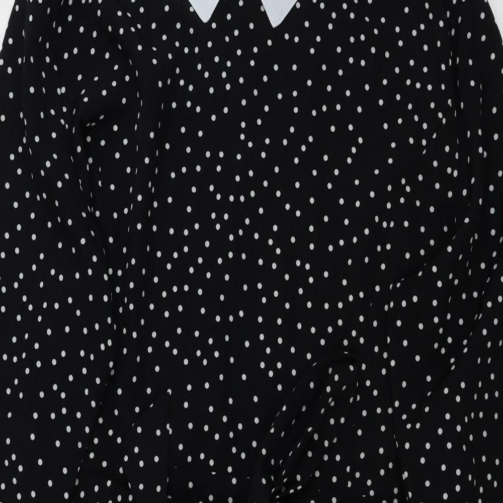 QED London Womens Black Polka Dot  A-Line  Size 16
