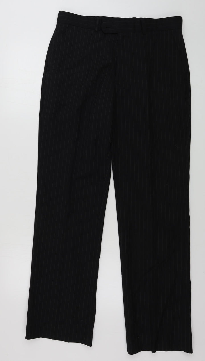 Burton Mens Black Striped Trousers Size 32 in L30 in