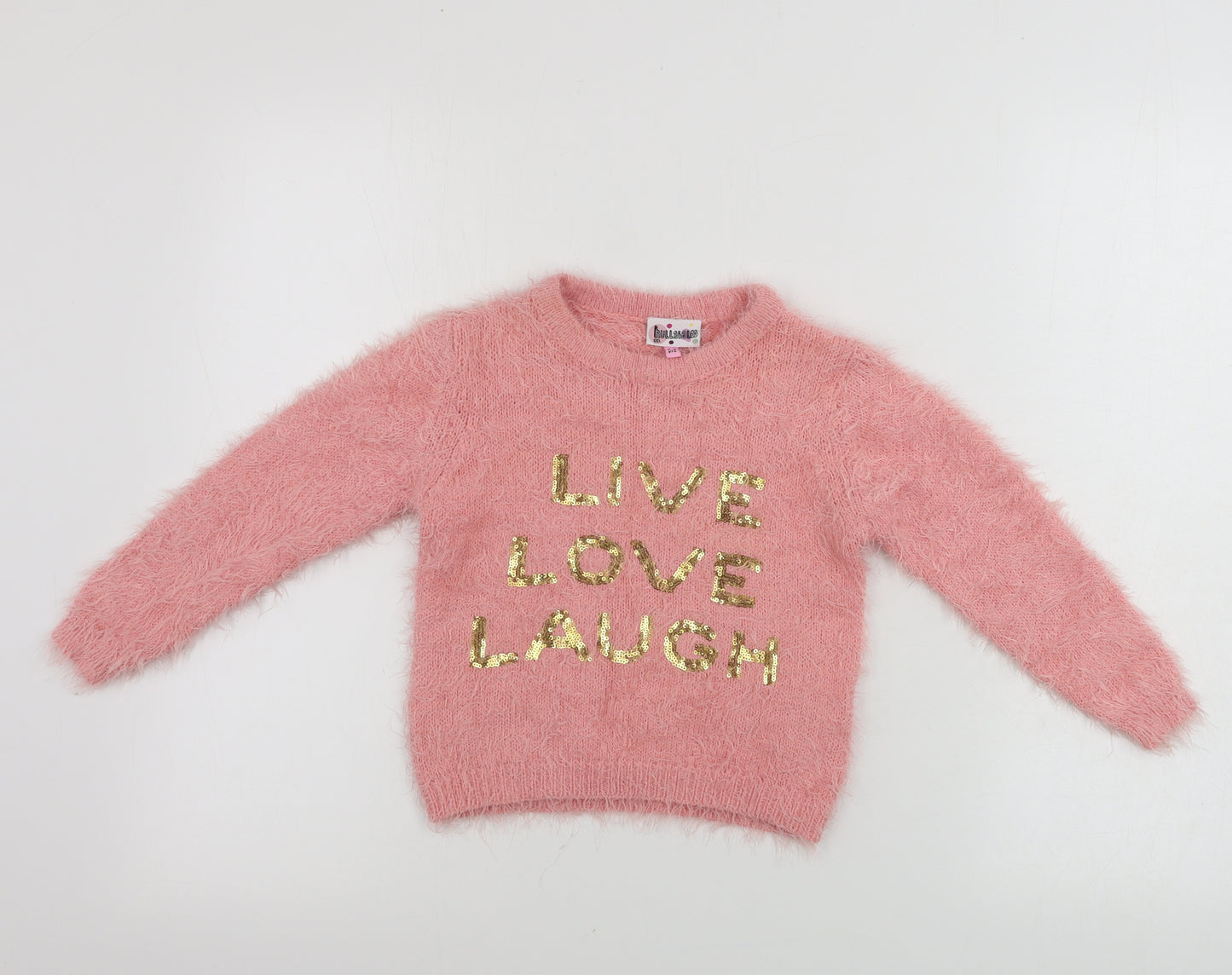 HULLALALOO  Girls Pink   Pullover Jumper Size 2-3 Years  - sequin detail