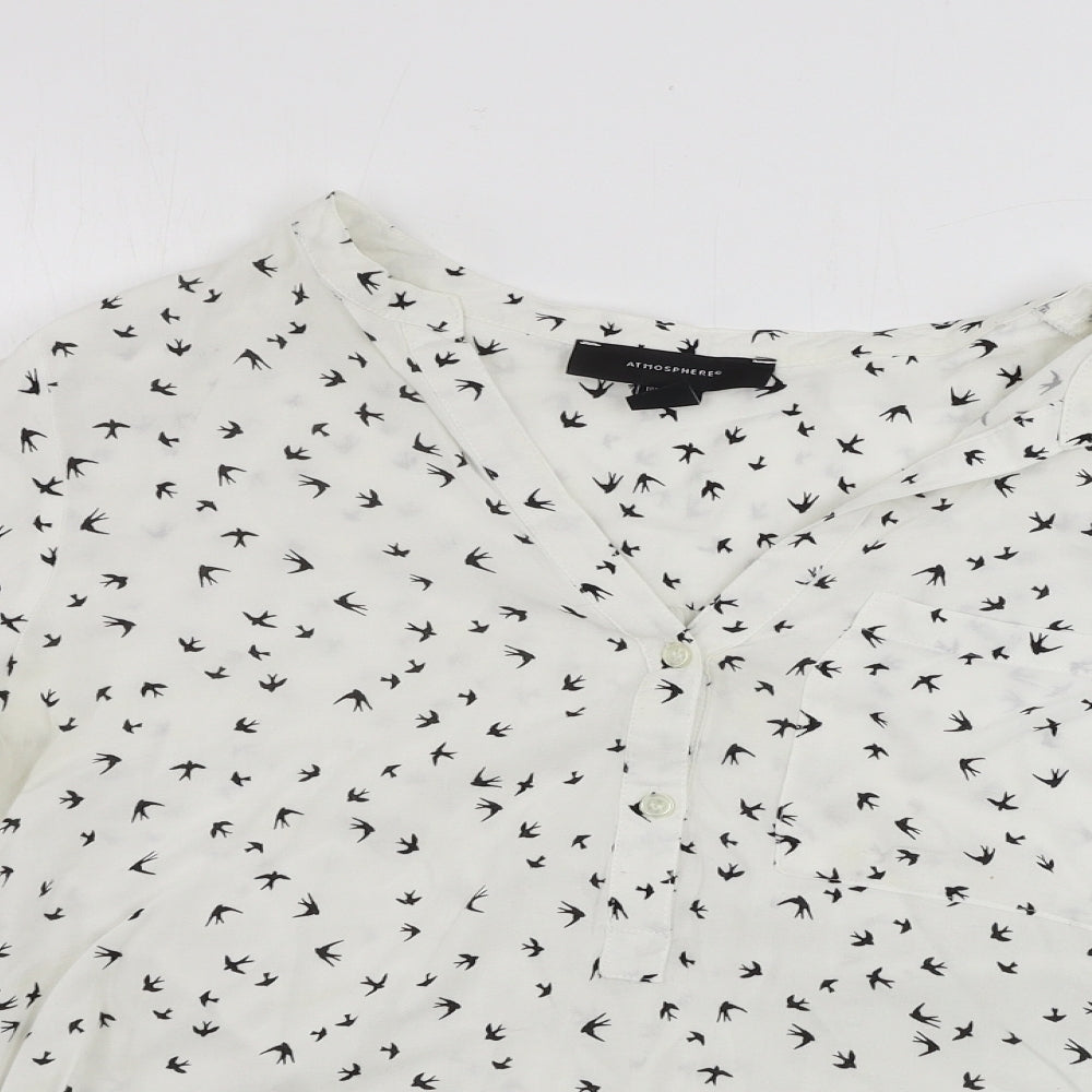 Atmosphere  Womens White Animal Print  Basic Blouse Size 10