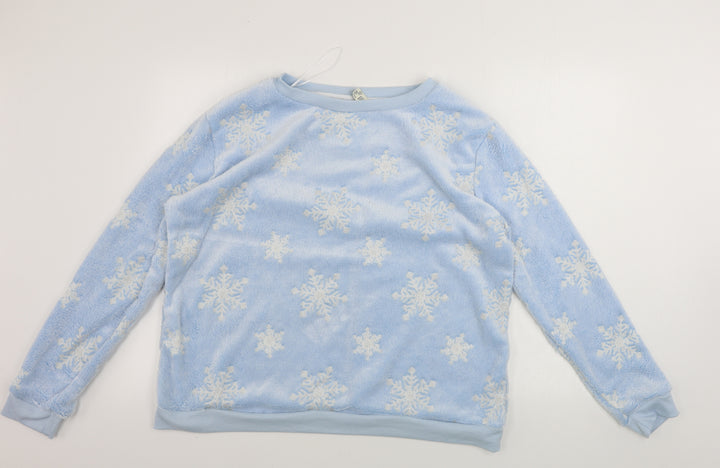 love to lounge    Womens Blue   Pullover Jumper Size L  - Snow Flakes