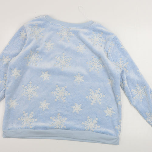 love to lounge    Womens Blue   Pullover Jumper Size L  - Snow Flakes